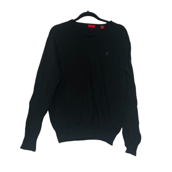 Izod Black V-Neck Sweater Vintage Preppy Academia Size Medium - Picture 1 of 10